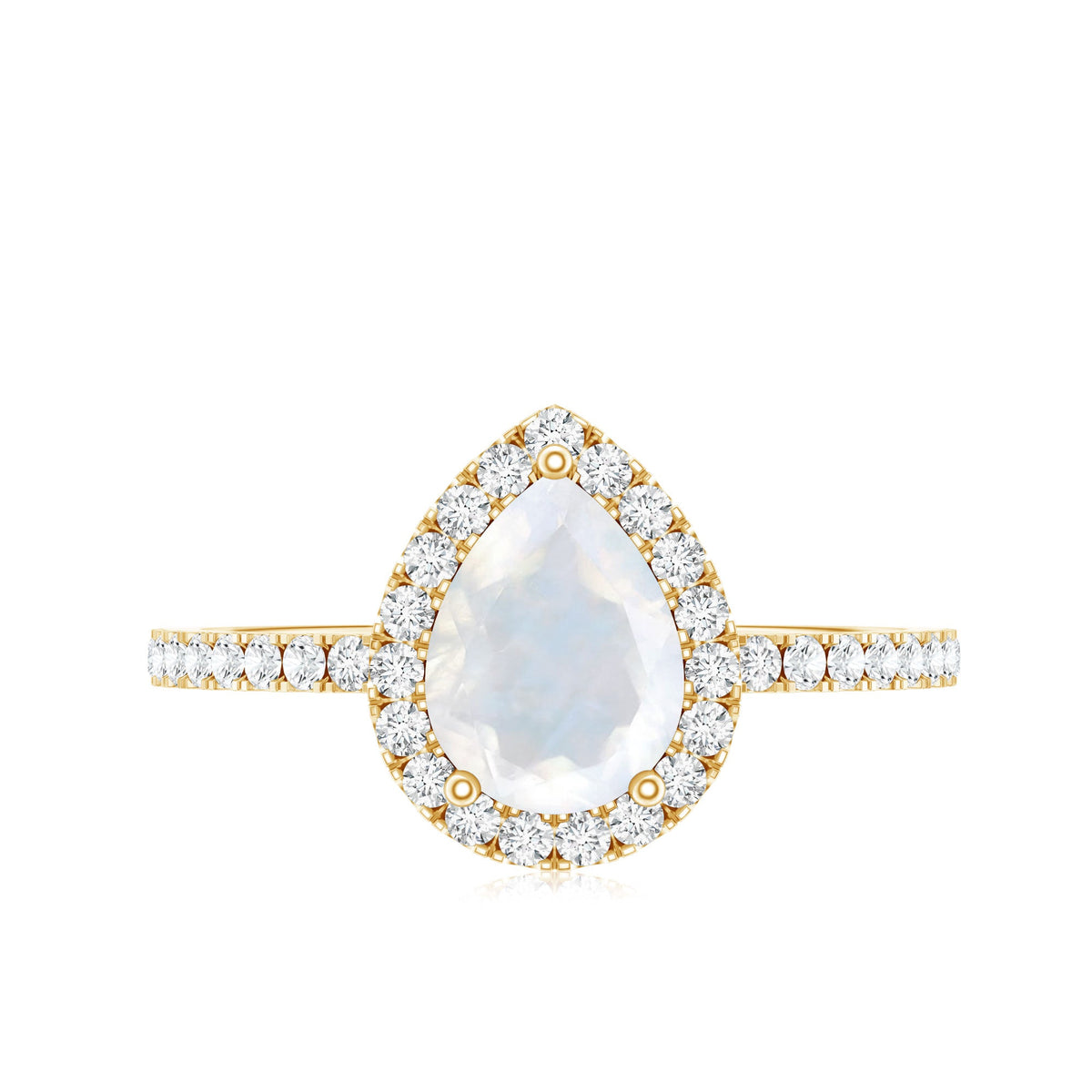 1.25 CT Pear Cut Moonstone Solitaire Simple Engagement Ring with Diamond Accent