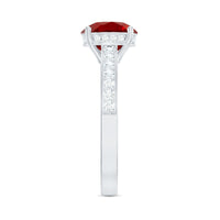 Lab Grown Ruby Simple Solitaire Engagement Ring with Diamond