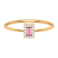 Natural Pink Tourmaline Dainty Promise Ring with Diamond Accent