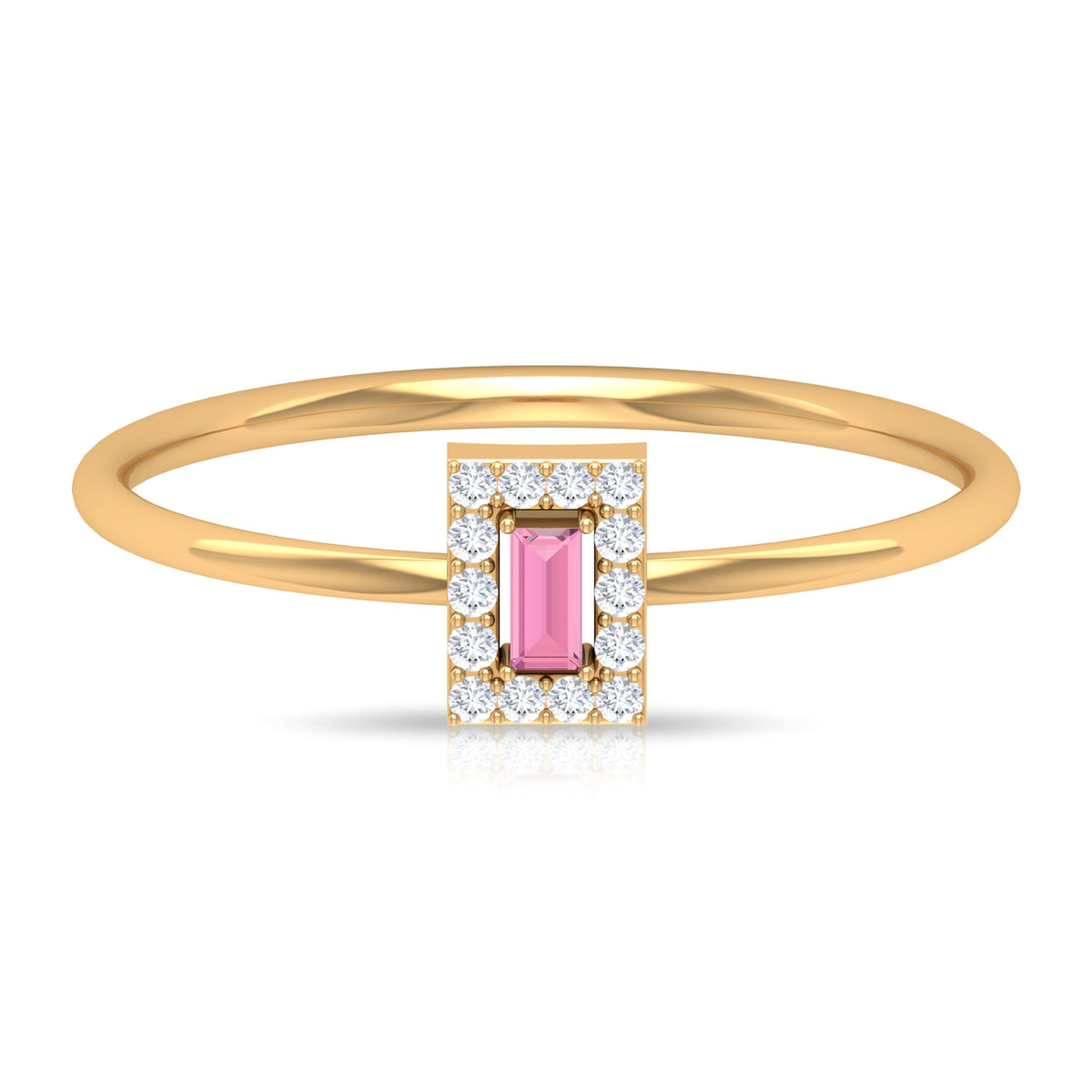 Natural Pink Tourmaline Dainty Promise Ring with Diamond Accent