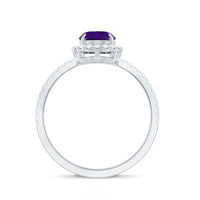 1 Carat Amethyst Oval Engagement Ring with Diamond Halo