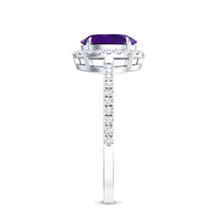 1 Carat Amethyst Oval Engagement Ring with Diamond Halo