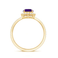 1 Carat Amethyst Oval Engagement Ring with Diamond Halo