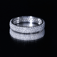 Triple Row Moissanite Classic Wedding Ring Band for Women