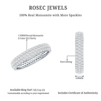 Triple Row Moissanite Classic Wedding Ring Band for Women