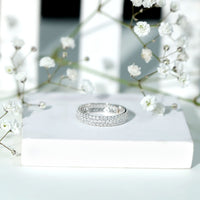 Triple Row Moissanite Classic Wedding Ring Band for Women