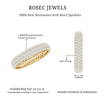 Triple Row Moissanite Classic Wedding Ring Band for Women