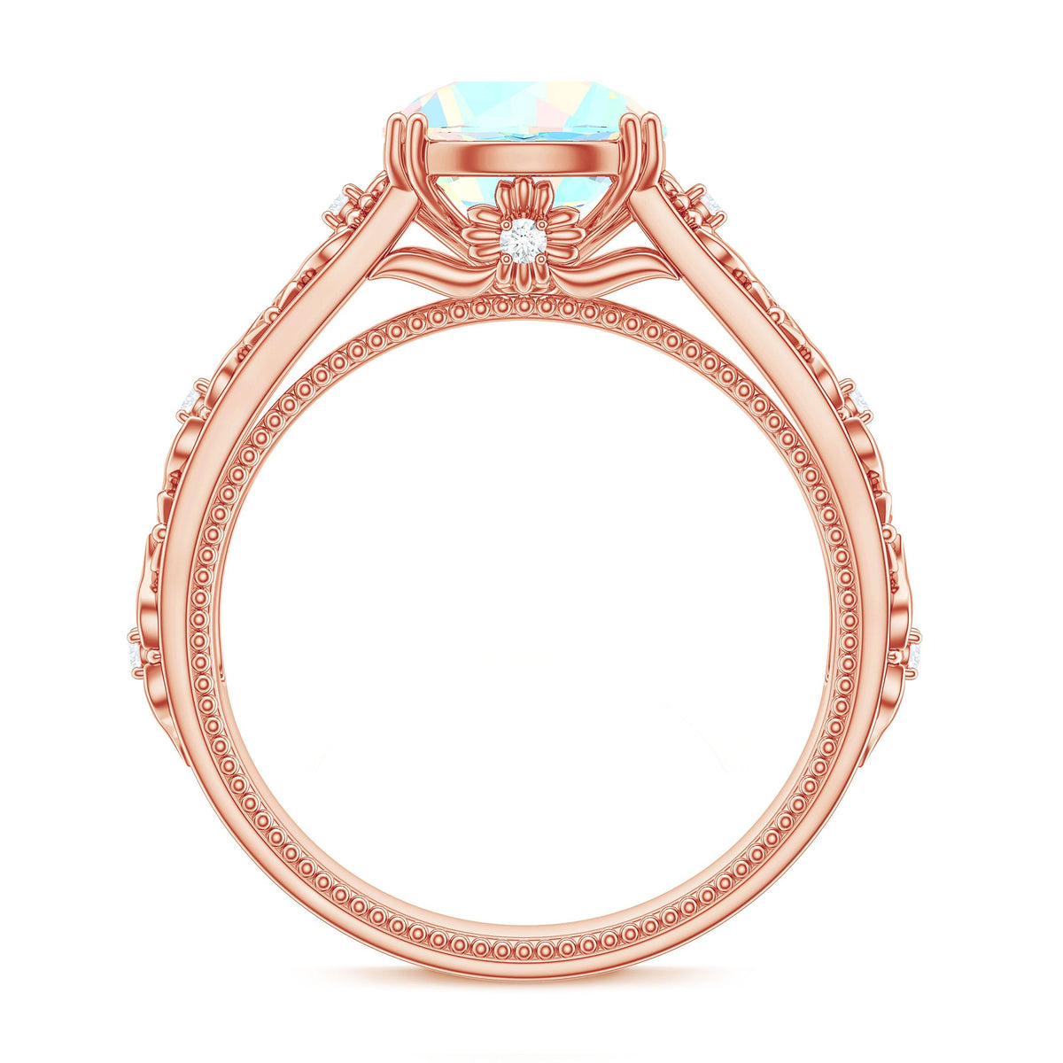 Nature Inspired 8mm Ethiopian Opal Engagement Ring with Diamond