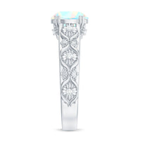 Nature Inspired 8mm Ethiopian Opal Engagement Ring with Diamond