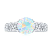Nature Inspired 8mm Ethiopian Opal Engagement Ring with Diamond