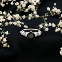 Nature Inspired 2 Carat Lab Grown Black and White Diamond Engagement Ring