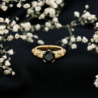 Nature Inspired 2 Carat Lab Grown Black and White Diamond Engagement Ring