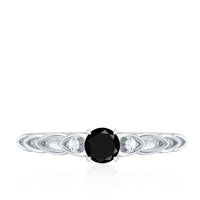 Certified 0.84 Carat Lab Grown Black Diamond Promise Ring with White Diamond