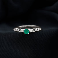 Genuine Emerald and Diamond Designer Promise Ring