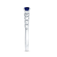 Certified 0.6 Carat Lab Grown Blue Sapphire Diamond Promise Ring