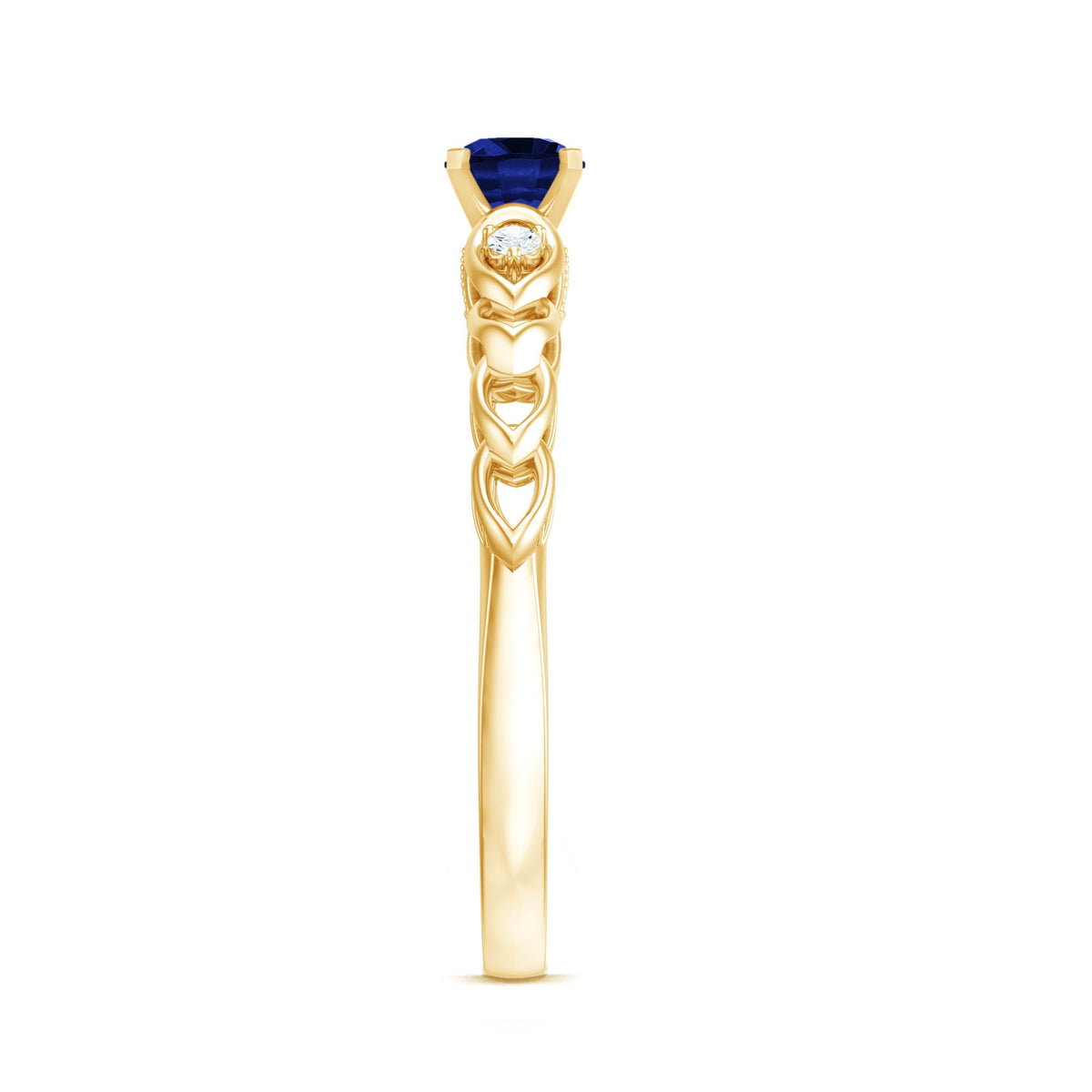 Certified 0.6 Carat Lab Grown Blue Sapphire Diamond Promise Ring