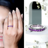 Genuine Amethyst Channel Set Eternity Ring for Women