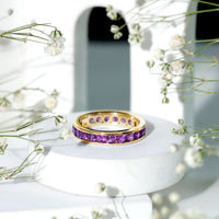 Genuine Amethyst Channel Set Eternity Ring for Women