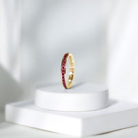 Channel Set Round Lab Created Ruby Eternity Band Ring for Women