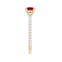 Lab Created Ruby Engagement Ring with Diamond Side Stones