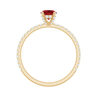 Lab Created Ruby Engagement Ring with Diamond Side Stones