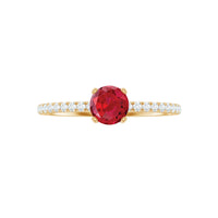 Lab Created Ruby Engagement Ring with Diamond Side Stones