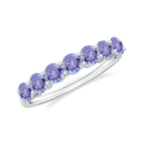 Certified Real Tanzanite Half Eternity Ring for Anniversary