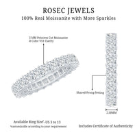 Princess Cut Moissanite Stackable Eternity Band Ring