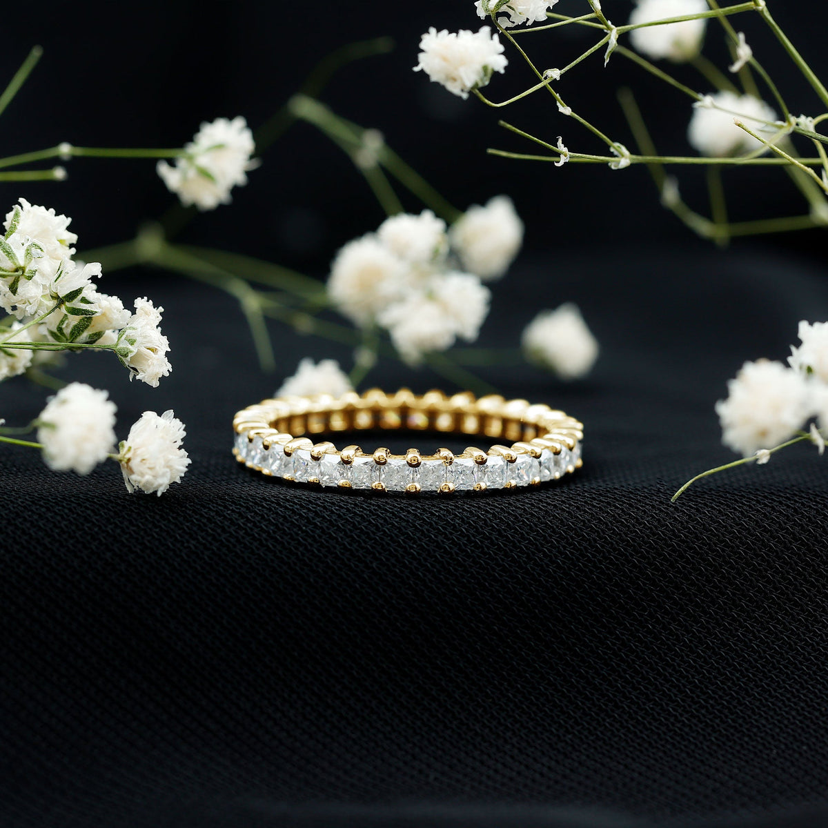 Princess Cut Moissanite Stackable Eternity Band Ring