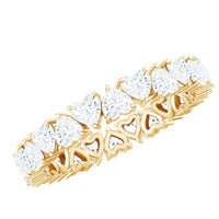 Claw Set Moissanite Heart Wedding Band for Women