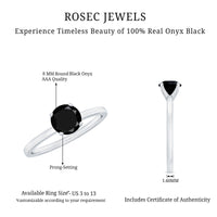 Natural 2 Carat Black Onyx Engagement Ring For Women