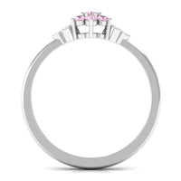 Real Pink Tourmaline Flower Cluster Ring with Diamond