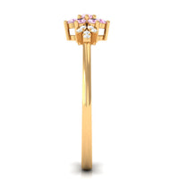 Real Pink Tourmaline Flower Cluster Ring with Diamond