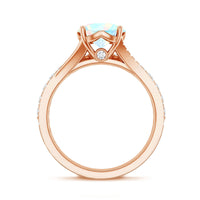 Natural Ethiopian Opal Split Shank Engagement Ring with Wedding Band