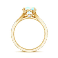 Natural Ethiopian Opal Split Shank Engagement Ring with Wedding Band