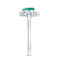 Certified 7 mm Lab Grown Emerald Heart Shaped Engagement Ring with Diamond