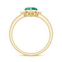 Certified 7 mm Lab Grown Emerald Heart Shaped Engagement Ring with Diamond