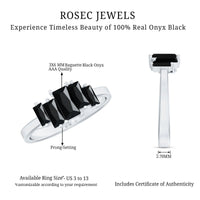 Baguette Cut Black Onyx 5 Stone Anniversary Ring