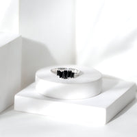 Baguette Cut Black Onyx 5 Stone Anniversary Ring