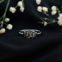 Baguette Cut Black Onyx 5 Stone Anniversary Ring