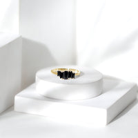 Baguette Cut Black Onyx 5 Stone Anniversary Ring