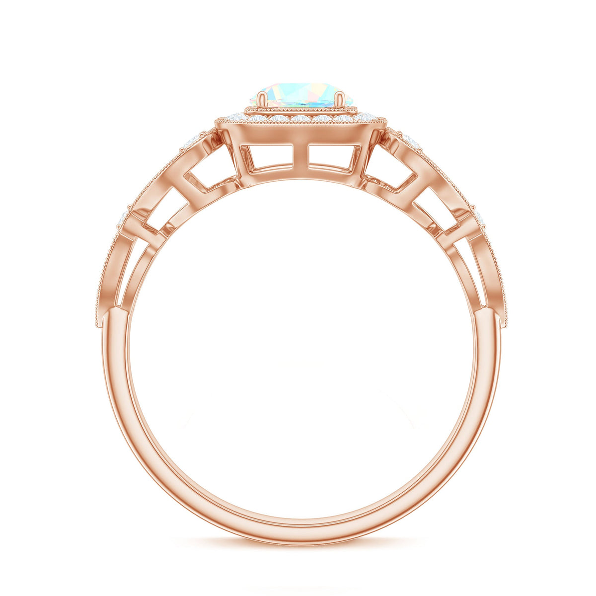 Certified real Ethiopian opal retro engagement ring with diamond setting, featuring vintage-inspired design by Rosec Jewels.