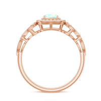 Certified real Ethiopian opal retro engagement ring with diamond setting, featuring vintage-inspired design by Rosec Jewels.