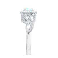 Certified real Ethiopian opal retro engagement ring with diamond accents, showcasing a vintage-inspired design by Rosec Jewels