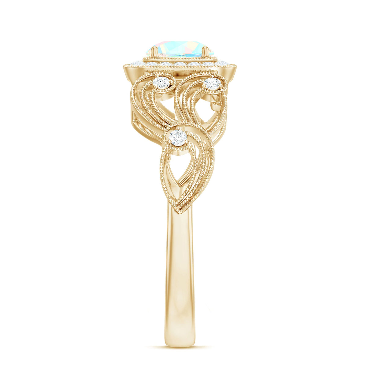 Certified real Ethiopian opal retro engagement ring with diamond setting, featuring a vintage-inspired design by Rosec Jewels.
