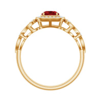 Certified Lab Created Ruby Antique Engagement Ring with Diamond