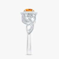 Natural Citrine Retro Engagement Ring with Diamond