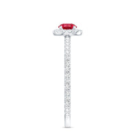 Certified Lab Grown Ruby and Diamond Halo Engagement Ring