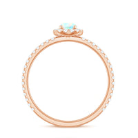 Natural Opalescent Promise Engagement Ring with Diamond Halo