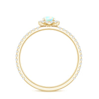 Natural Opalescent Promise Engagement Ring with Diamond Halo